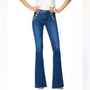 Ramy Brook Blue and Gold Flare Wide Leg Jeans WAIST 27" LENGTH 35"